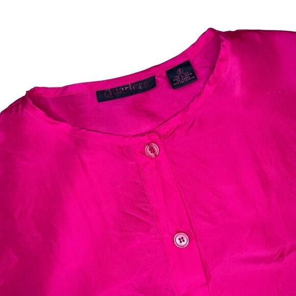 Pink silk drawstring waist Oversized blouse - Quarters size small - Picture 7 of 12